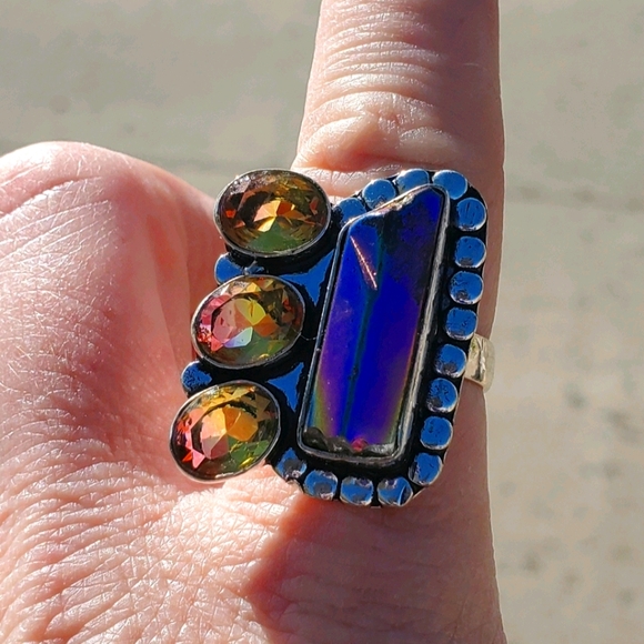 New Rainbow Hematite and Ametrine 925 Silver Ring. - Picture 11 of 16